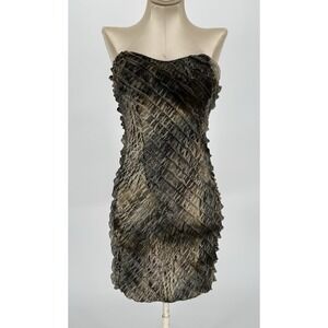 Y2K Wet Seal Mini Dress Women's Size Small Strapless‎ Ruffles Animal Print